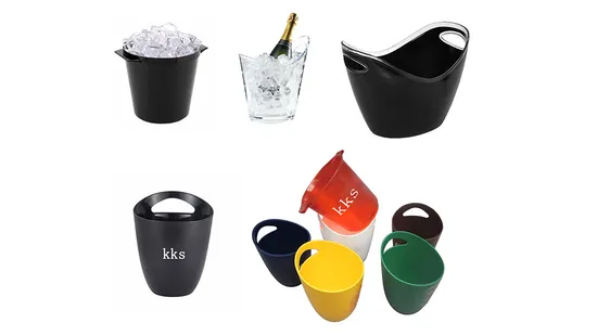Balde de gelo promocional de plástico e metal para bebidas premium